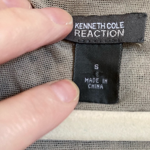 🌞Kenneth Cole Reaction Brown,White& Black V-Neck Geometric Faux Wrap Blouse A - Picture 2 of 7